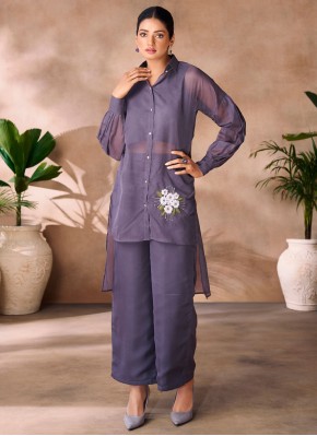 Organza Designer Kurti in Grey and Lavender