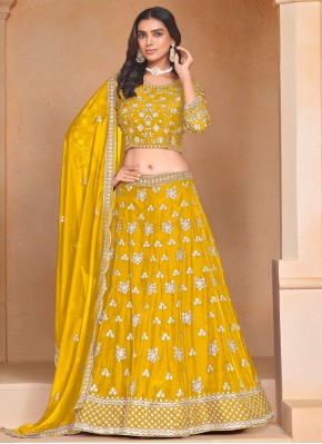 Organza Designer Lehenga Choli in Yellow