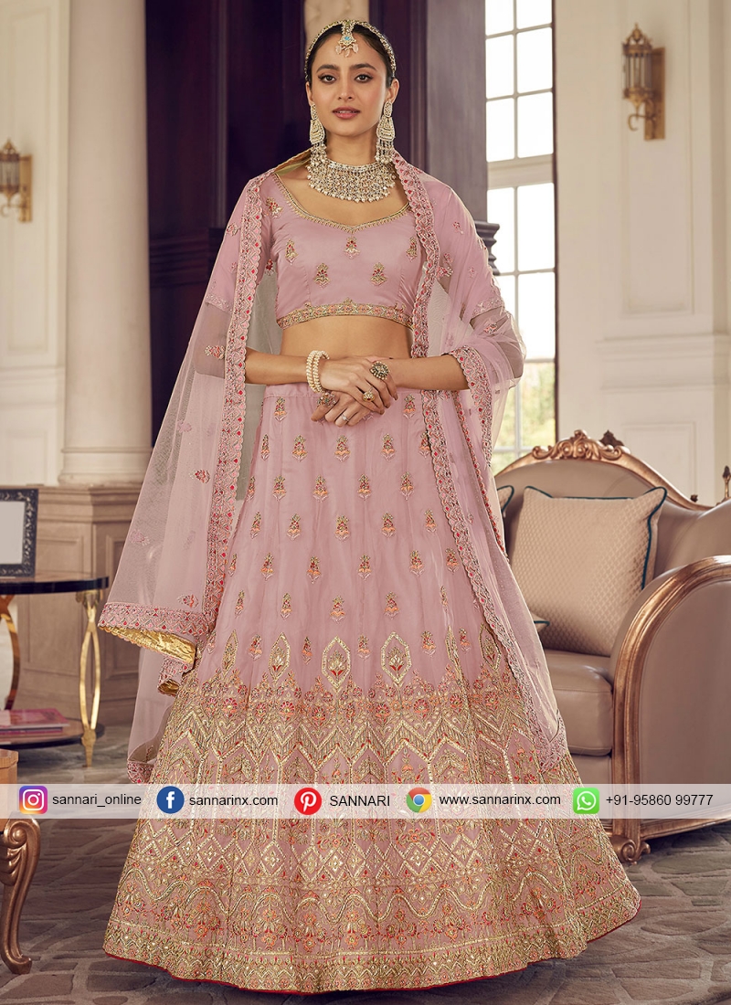 Buy Peach Net And Satin Embroidery Gota Patti V Neck Bridal Lehenga Set For  Women by Niamh By Kriti Online at Aza Fashions.