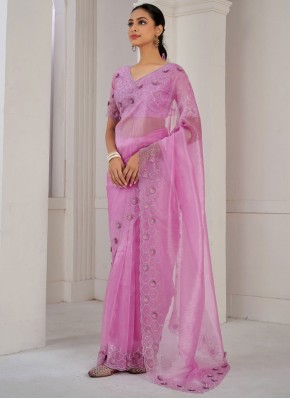 Organza Magenta Traditional Saree