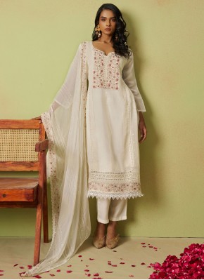 Organza Off White Designer Salwar Kameez