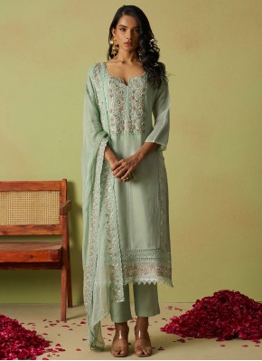 Organza Pant Style Suit in Sea Green