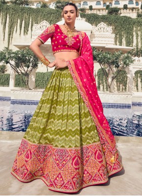 Organza Trendy Lehenga Choli in Green