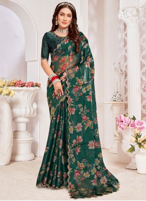 Organza Zircon Green Trendy Saree