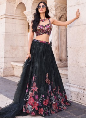 Orphic Embroidered Silk Black Readymade Lehenga Choli