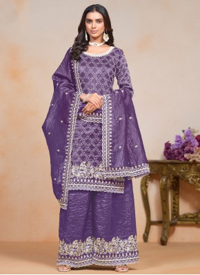 Orphic Embroidered Violet Salwar Kameez 