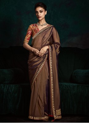 Outstanding Fancy Fabric Zari Brown Classic Saree