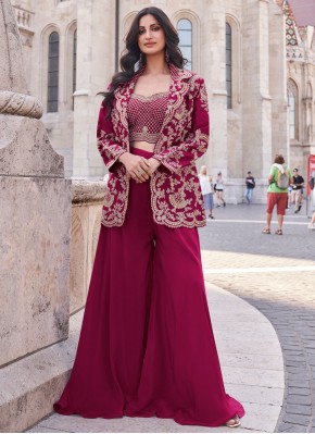 Outstanding Pink Designer Palazzo Salwar Kameez