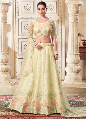 Paramount Yellow Mehndi Trendy Lehenga Choli