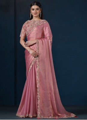 Peach and Pink Party Contemporary Saree