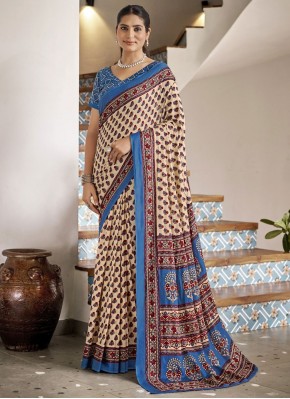 Peach Casual Cotton Traditional Saree