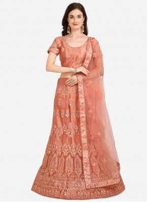 miraculous cotton and net peach party wear lehenga choli