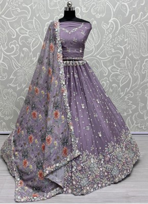 Peppy Chinon Thread Purple Trendy Lehenga Choli