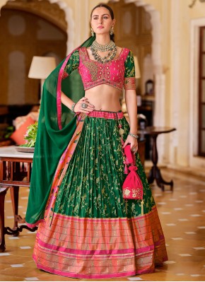 Peppy Foliage Print Ceremonial Readymade Lehenga Choli