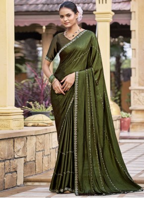 Perfect Shimmer Crystal Green Contemporary Saree