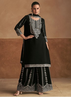 Perfervid Black Chinon Readymade Salwar Kameez