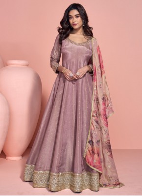 Perfervid Purple Organza Long Length Anarkali Salwar Suit