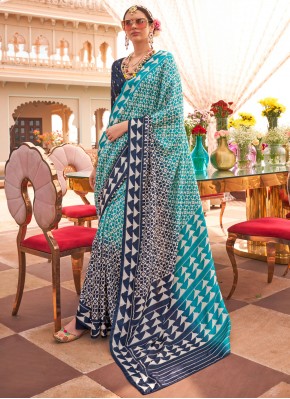 Picturesque Silk Blue Trendy Saree