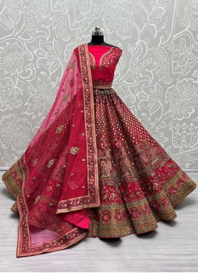 Picturesque Silk Diamond Hot Pink Designer Lehenga Choli