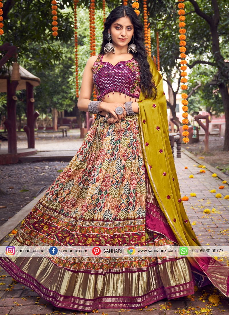 Silk circular lehenga choli in Multicolor colour 157396