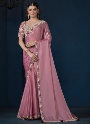 Pink and Purple Color Designer Saree