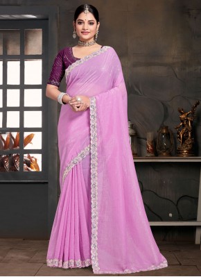 Pink and Purple Resham Festival Designer Saree