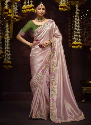 Pink and Purple Thread Contemporary Saree