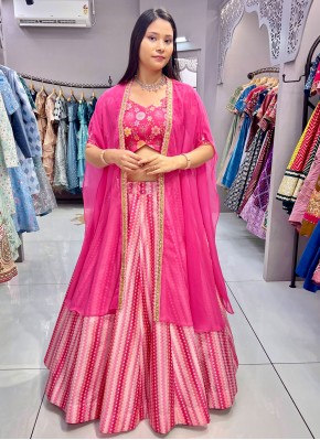 Pink and Rani Silk Festival Readymade Lehenga Choli