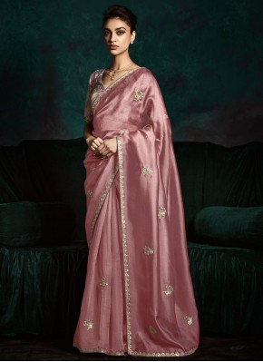 Pink and Rust Color Trendy Saree