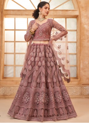 Pink and Rust Thread Net Designer Lehenga Choli