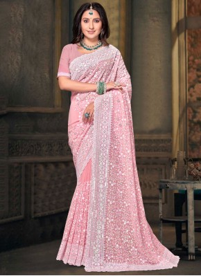 Pink Color Contemporary Saree