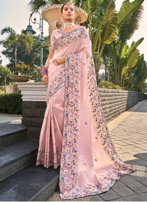 Pink Color Contemporary Saree