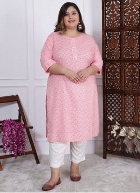 Pink Cotton Designer Kurti