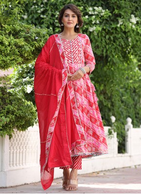 Pink Cotton Festival Readymade Salwar Suit