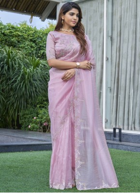 Pink Cutdana Ceremonial Trendy Saree