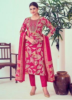Pink Embroidered Chanderi Silk Trendy Salwar Suit