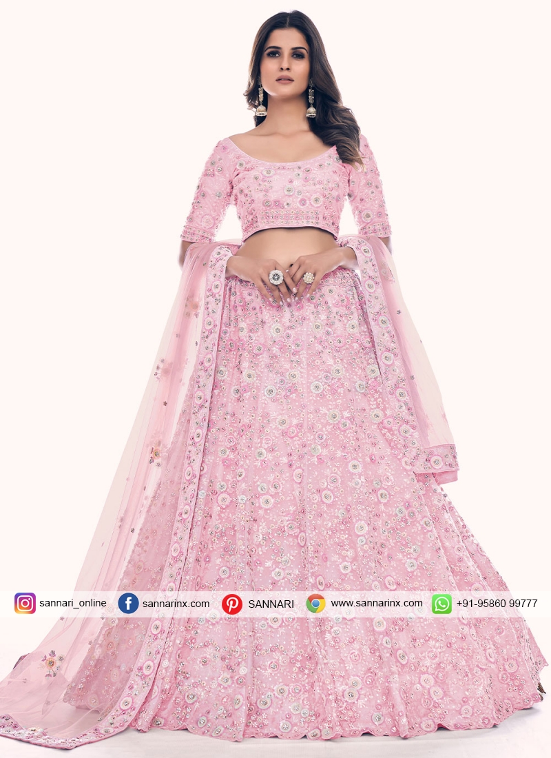 Buy Light Pink Printed Art Silk Engagement Lehenga Choli With Dupatta At  Designer Lehenga Choli