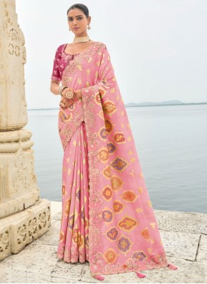 Pink Engagement Silk Contemporary Saree