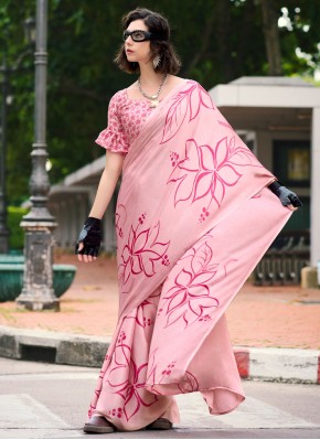 Pink Festival Satin Contemporary Saree