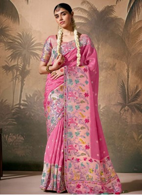 Pink Floral Patterns Traditional Saree