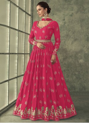 Pink Foil Print Ceremonial Designer Gown