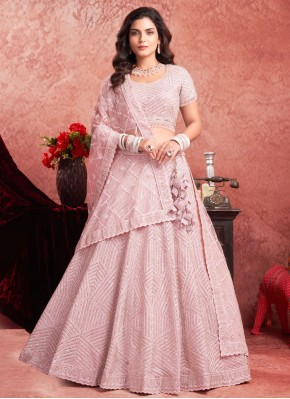 Pink Net Readymade Lehenga Choli