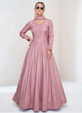 Pink Sangeet Silk Readymade Gown