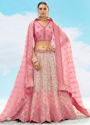 Pink Silk Trendy Lehenga Choli