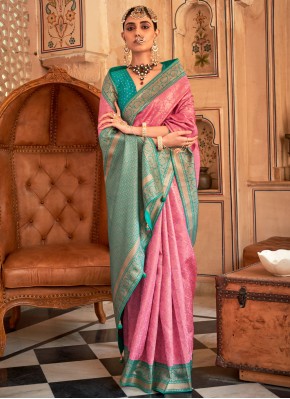 Pink Weaving Wedding Trendy Saree