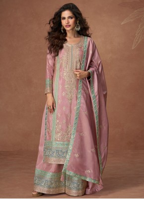 Pleasance Shimmer Pink Embroidered Palazzo Designe