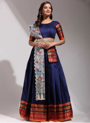 Pleasance Silk Weaving Navy Blue Trendy Lehenga Choli