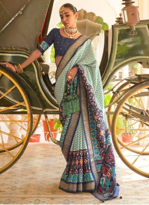 Pleasance Weaving Blue Silk Contemporary Style Saree