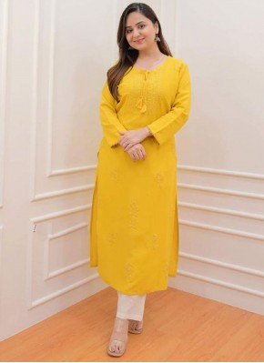 Pleasance Yellow Rayon Designer Kurti