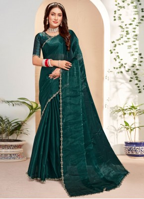 Pleasance Zircon Teal Silk Classic Saree